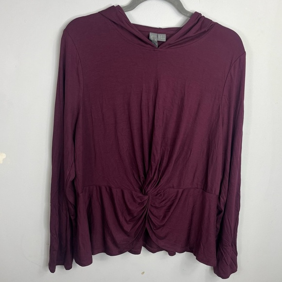 Sweaty Betty Tops - Sweaty Betty Size US 12 Maroon Knot Front Hoodie Long Sleeve Jersey Top N5